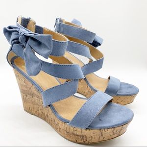 REPORT CORK HEEL WEDGE BLUE RIBBON SIZE 9